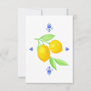 Lemoner med blå blommor - tackkort tack kort