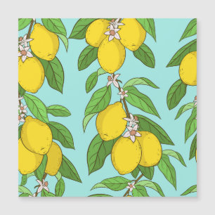 Lemoner, Vibrant Blue Background Sömlös.