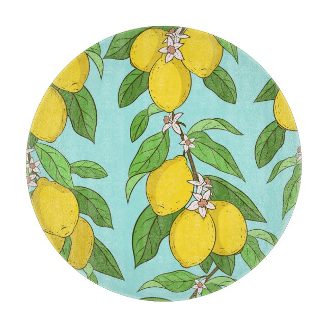 Lemoner, Vibrant Blue Background Sömlös. (Framsidan)