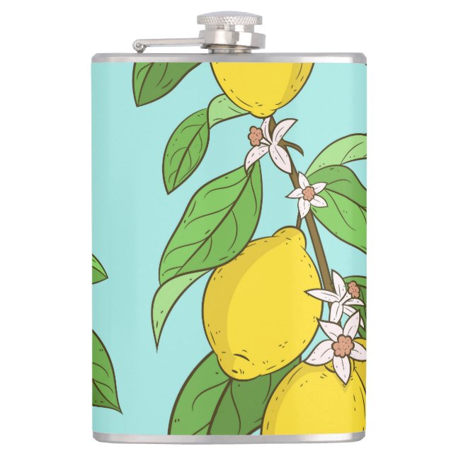 Lemoner, Vibrant Blue Background Sömlös. Fickplunta (Framsidan)