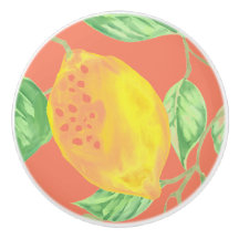 Lemonfrukten mönster gult och persikor rosa