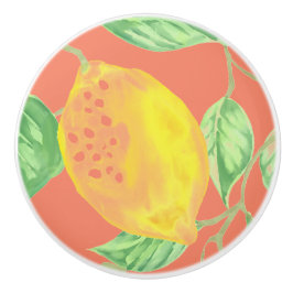 Lemonfrukten mönster gult och persikor rosa knopp