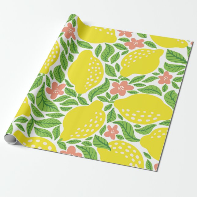 Lemonfrukten mönster. Sömlös sommarcitruspatrull Presentpapper (Utrullad)