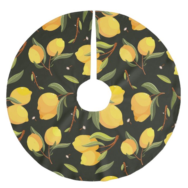 Lemonillustration: Sömlös Mönster utan handmålning Julgransmatta Borstad Polyester (Framsidan)
