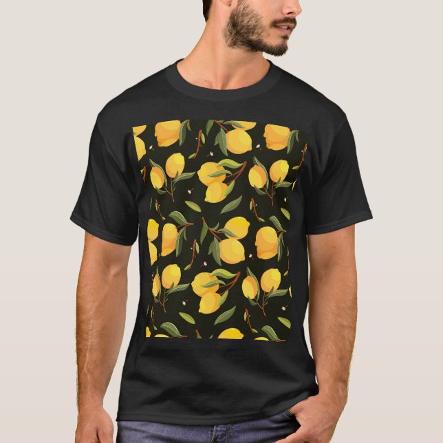 Lemonillustration: Sömlös Mönster utan handmålning T Shirt (Framsida)