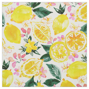 LEMONIZER Gult Watercolor Lemons Tyg