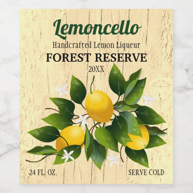 Lemononcello Citronfrukt Vinflaska Etikett (Singel etikett)