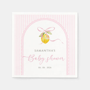 Lemonrosa rosett charmig bebyshower för flicka pappersservett
