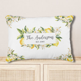 Lemons and Flowers Floral Botanical Family Name Prydnadskudde