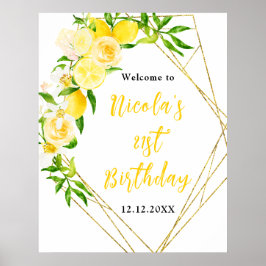 Lemons and Foliage Birthday Welcome Poster