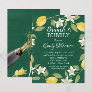 Lemons and Greenery Watercolor Brunch & Bubly Inbjudningar