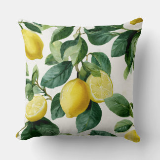 Lemons And Leaves Decorative Throw Pillow  Kudde