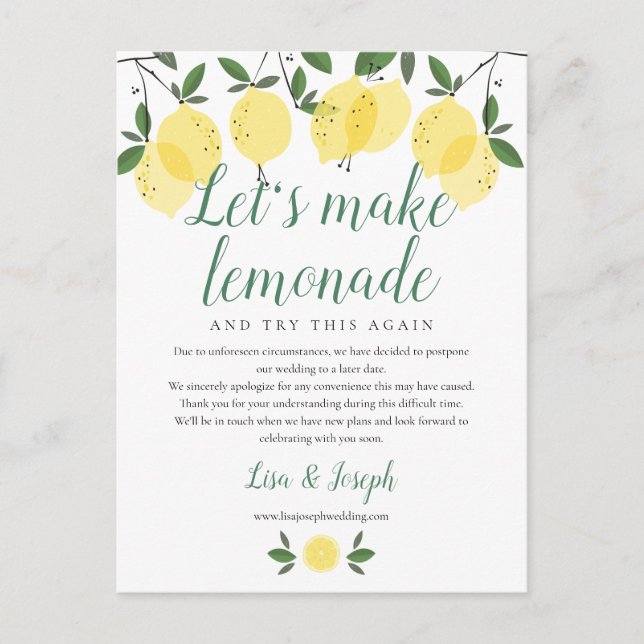 Lemons Ändra datum för uppskjutet fotografi Vykort (Framsida)