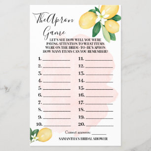 Lemons Apron Rosa Möhippa Game Card Flygblad