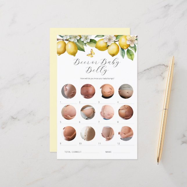 Lemons Beer eller Baby Belly Baby Shower Game (Fram/Back In Situ)