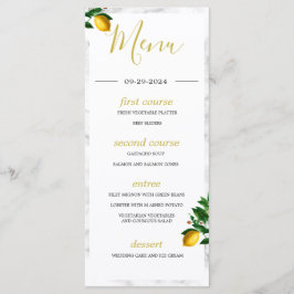 Lemons Black White Marble Summer Monogram Meny