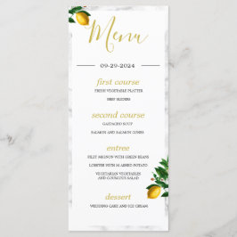 Lemons Black White Marble Summer Monogram Meny