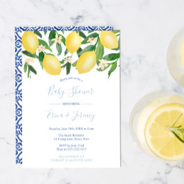 Lemons Blek och Classic Blue Co-Ed Boy Shower Inbjudningar