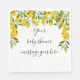 Lemons Blommar Greenery Baby Shower-meddelande Pappersservett