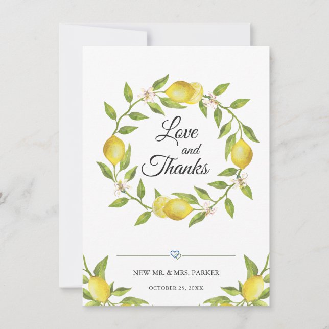 Lemons Blommar Greenery Blommigt Tack (Framsida)