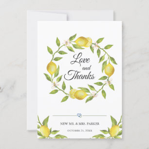 Lemons Blommar Greenery Blommigt Tack Kort
