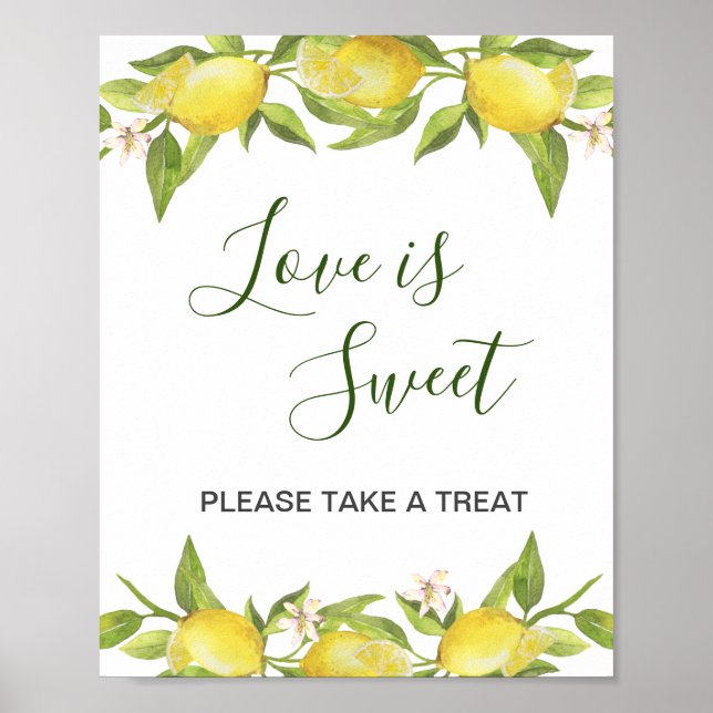 Lemons Blommar Greenery Bröllop Dessert Pub Poster (Framsidan)