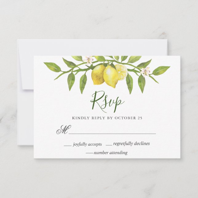 Lemons Blommar Greenery Bröllop OSA Card (Framsida)