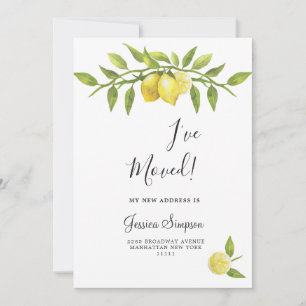 Lemons Blommar Greenery Flytta Announcement Cards Meddelande
