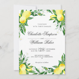 Lemons Blommar Greenery Watercolor Bröllop Inbjudningar