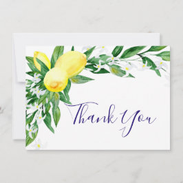 Lemons Blommar Greenery Watercolor Tack Kort