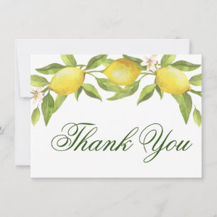 Lemons Blommar Greenery Watercolor Tack Kort