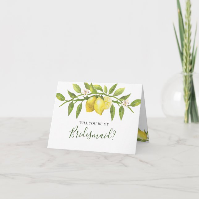 Lemons Blommar Rustic, kommer du att bli Bridesmai Inbjudan (Framsida)
