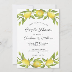 Lemons-Blommarna Greenery Watercolor - par Shower Inbjudningar