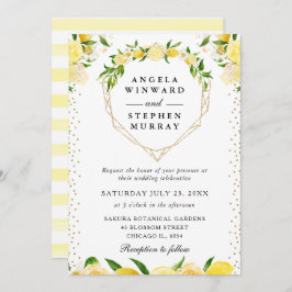 Lemons Blommigt Hjärtkrans Bröllop Inbjudningar