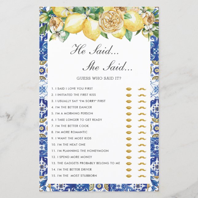 Lemons Blommigt Möhippa sa att hon sa att spel (Framsida)