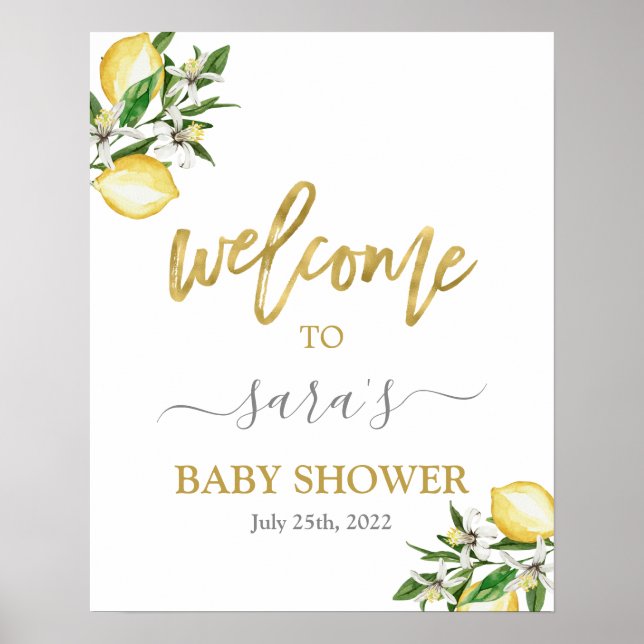 Lemons Blommigt Välkomsttecken Poster (Framsidan)