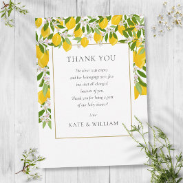 Lemons Blossom Greenery Baby Shower Dikt Tack Kort