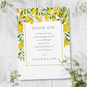 Lemons Blossom Greenery Baby Shower Dikt Tack Kort
