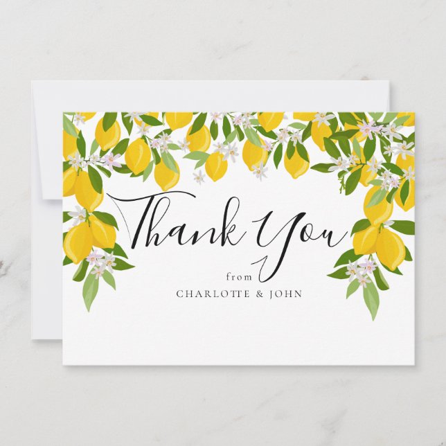 Lemons Blossom Greenery Baby Shower Tack Kort (Framsida)