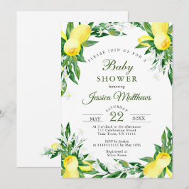 Lemons Blossom Grönska NEUTRAL Baby Shower Inbjudningar