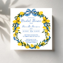 Lemons blue bow ribbon Italienska möhippan Inbjudningar