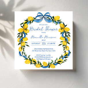 Lemons blue bow ribbon Italienska möhippan Inbjudningar