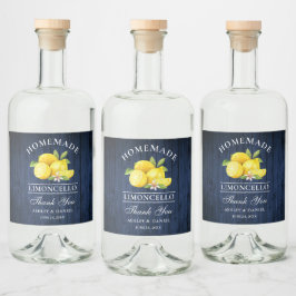 Lemons Blue Wood tack Limoncello Flaska etiketter