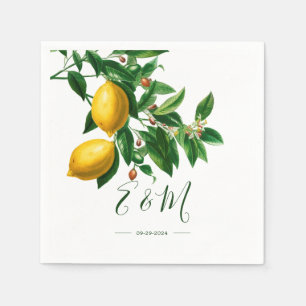 Lemons botaniska Grönten White Summer Monogram Pappersservett
