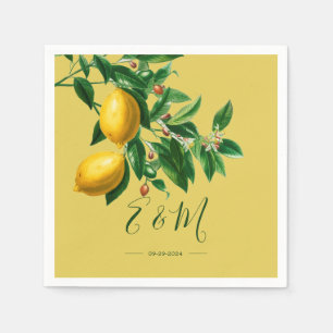Lemons botaniska Gröntens Gult, sommarmonogram Pappersservett
