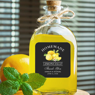 Lemons Bröllop tack Limoncello Black Fyrkantigt Klistermärke