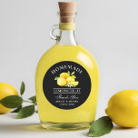 Lemons Bröllop tack Limoncello Black Runt Klistermärke<br><div class="desc">Elegant Watercolor Lemons Homemade Limoncello Bröllop Tack Stickers</div>