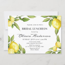 Lemons Chic Greenery Watercolor Möhippa Luncheon Inbjudningar