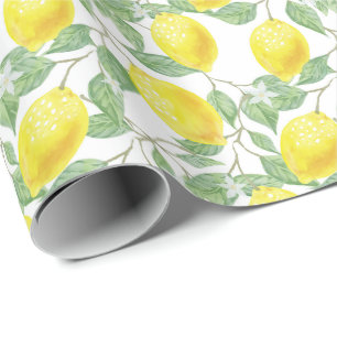 Lemons Citrus Greenery (ljusare vattenfärgscitrone Presentpapper