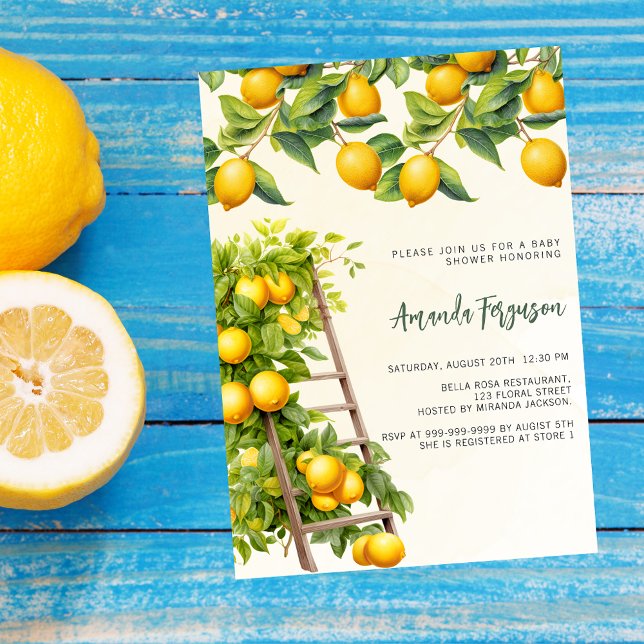 Lemons citrus gult vattenfärgad babydusch inbjudningar (Skapare uppladdad)
